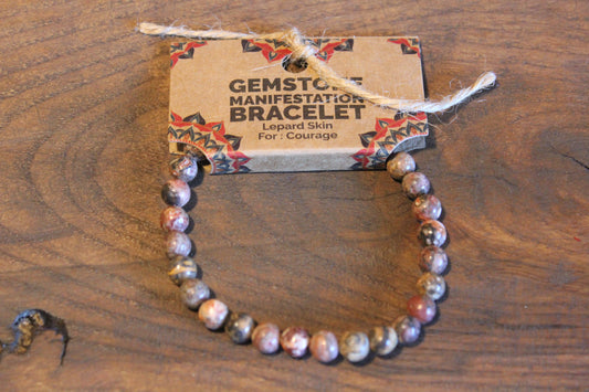 Gemstone Manifestation Bracelet - Leopard Skin Jasper - Courage