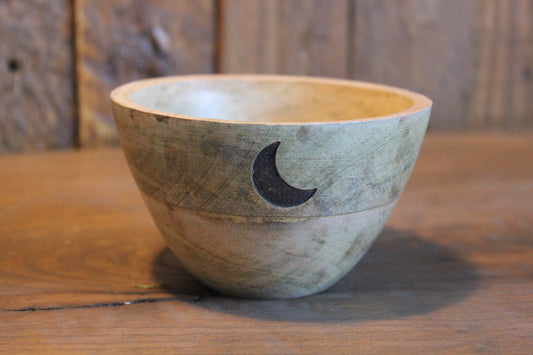 Wooden Smudge and Ritual Bowl - Moon