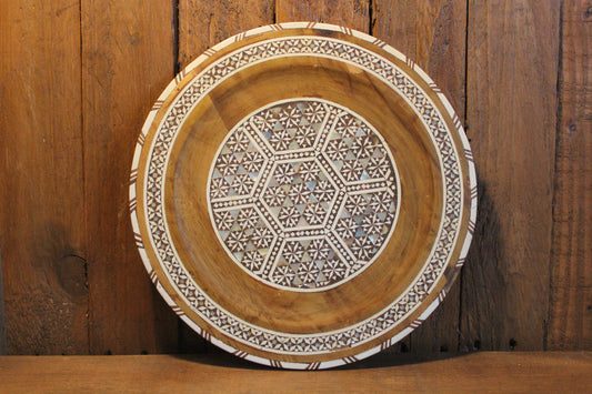 Wooden Plate with Decorative Inlay