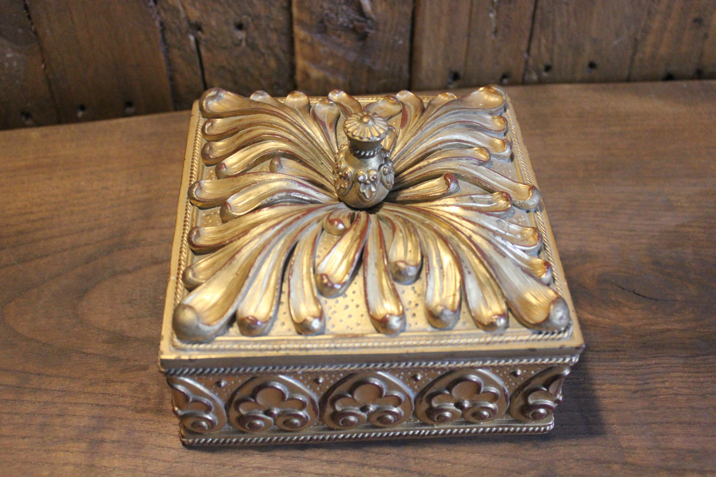 Gold Floral Trinket Box