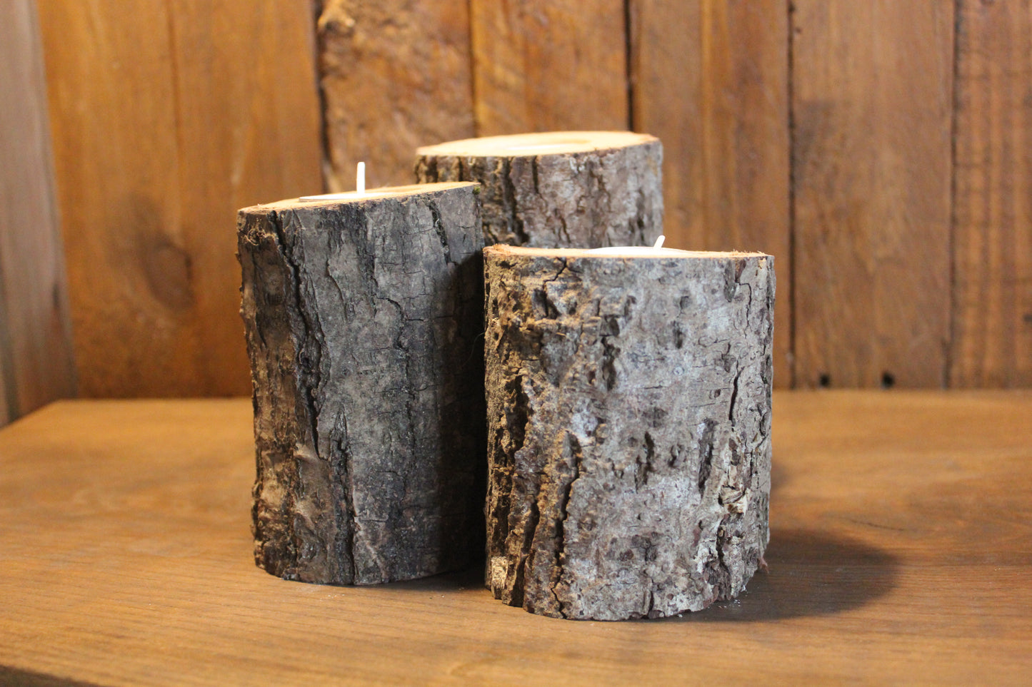 Oak Tealight Holders - Set of Three - Handmade